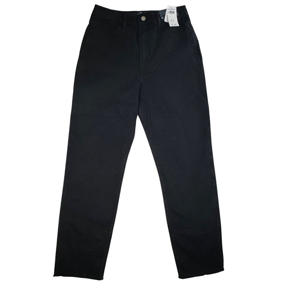 Hollister Women’s Ultra High-Rise Mom Black‎ Jeans Denim With Frayed Hem Size 27
